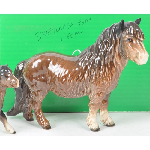 18 - Beswick - A collection of 20th century porcelain horse figurines, comprising of a brown Shetland pon... 