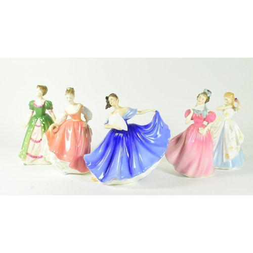 20 - A set of five 20th century china Royal Doulton historical ladies figurines. Includes: Laura HN2960, ... 