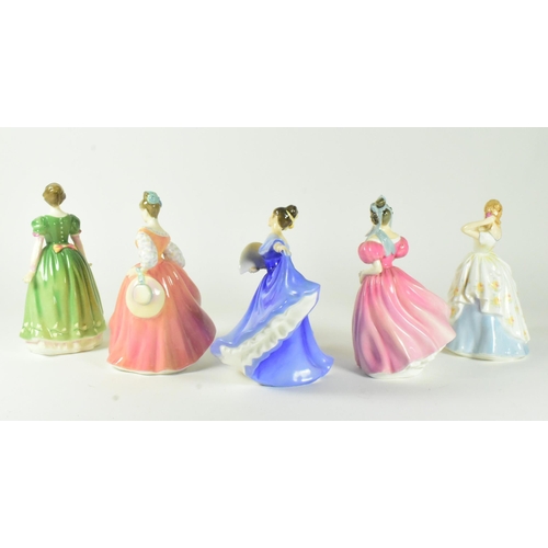 20 - A set of five 20th century china Royal Doulton historical ladies figurines. Includes: Laura HN2960, ... 