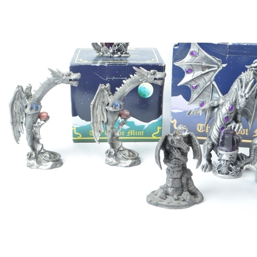 203 - Myth & Magic by The Tudor Mint - Ten early 21st-century cast pewter statue dragon figurines. Inc... 