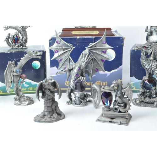 203 - Myth & Magic by The Tudor Mint - Ten early 21st-century cast pewter statue dragon figurines. Inc... 