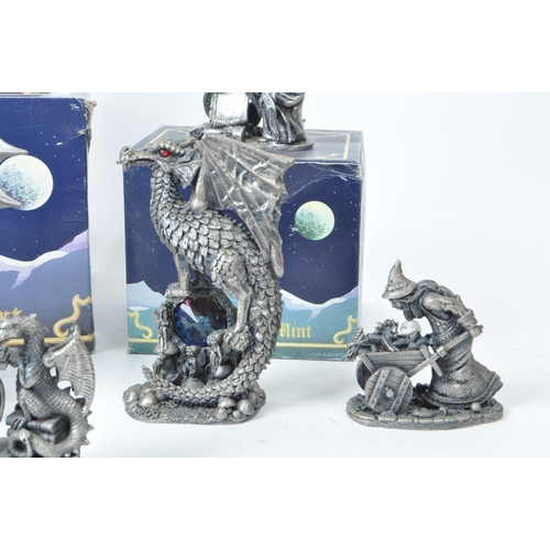 203 - Myth & Magic by The Tudor Mint - Ten early 21st-century cast pewter statue dragon figurines. Inc... 