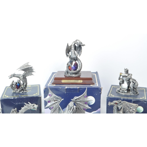 203 - Myth & Magic by The Tudor Mint - Ten early 21st-century cast pewter statue dragon figurines. Inc... 