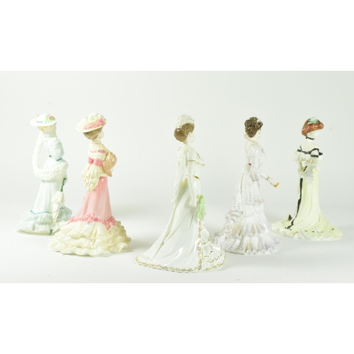 21 - A collection of five Royal Doulton / Coalport historical figurines from the Golden Age Edwardian col... 