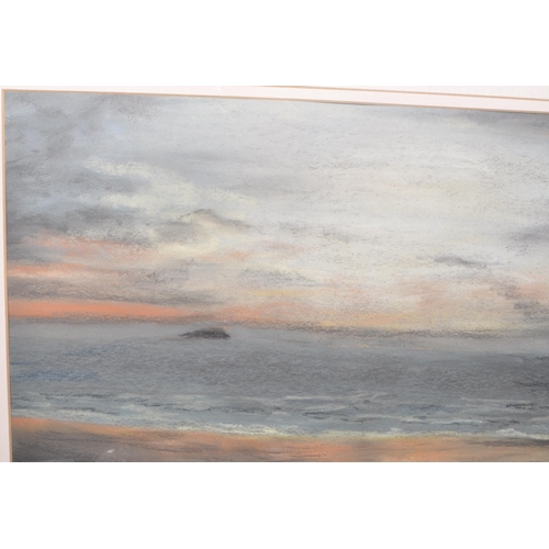 217 - Mary Whitlock - A 2004 pastel artwork titled 'Sunset at Brean Down', depicting the local interest pr... 