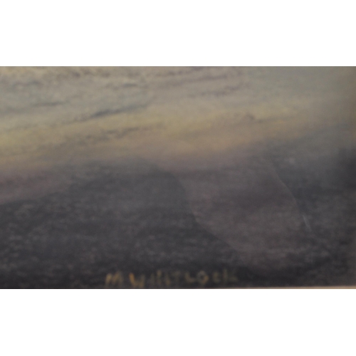 217 - Mary Whitlock - A 2004 pastel artwork titled 'Sunset at Brean Down', depicting the local interest pr... 