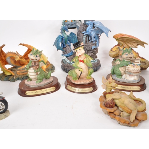 236 - A collection of assorted contemporary resin and pewter dragon figures, including makers such as The ... 