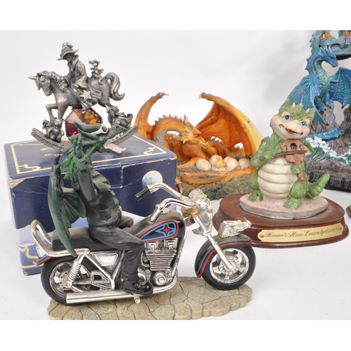 236 - A collection of assorted contemporary resin and pewter dragon figures, including makers such as The ... 