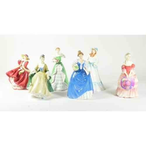 24 - Collection of six Royal Doulton historical figurines. Includes: Elegance HN2264, Helen HN3061, Top o... 