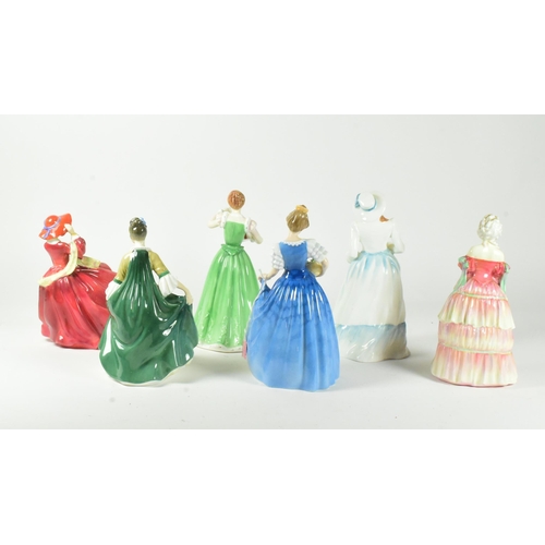 24 - Collection of six Royal Doulton historical figurines. Includes: Elegance HN2264, Helen HN3061, Top o... 