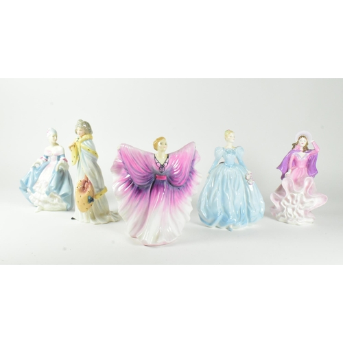 25 - A collection of five Royal Doulton historical china figurines. Includes: Ladies of Fashion Colleen, ... 