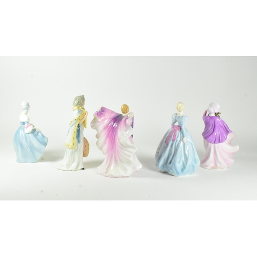 25 - A collection of five Royal Doulton historical china figurines. Includes: Ladies of Fashion Colleen, ... 