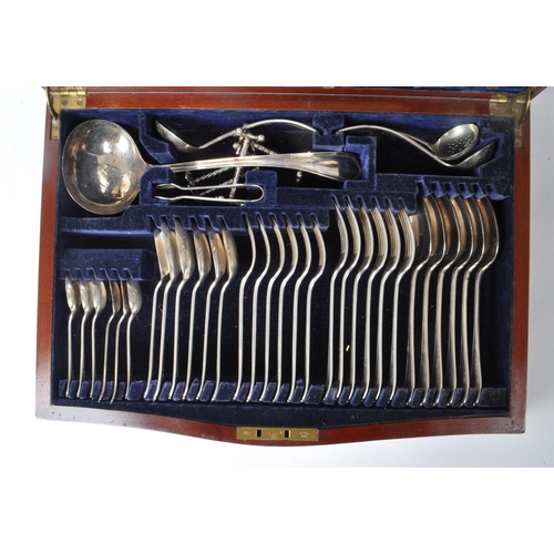 253 - J.W. Benson - A vintage 20th century mahogany inlaid six-piece placing cutlery canteen, featuring A1... 