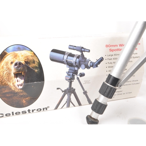 254 - Celestron - A vintage 1998 spotting scope model no. 52260, with an 80mm wide view. Housed within the... 