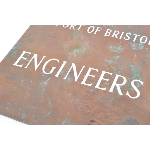 269 - A vintage 20th-century bronze Bristol Engineers Office sign / plaque, titled 'Port of Bristol Author... 