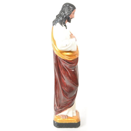 272 - A large vintage 20th century plaster Jesus mantel figure sculpture, hand painted with gilt detailing... 