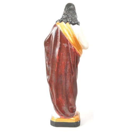 272 - A large vintage 20th century plaster Jesus mantel figure sculpture, hand painted with gilt detailing... 