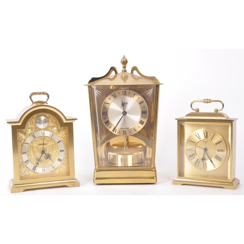 291 - A collection of three 20th century brass mantel clocks, comprised of a West German Aug. Schatz and S... 