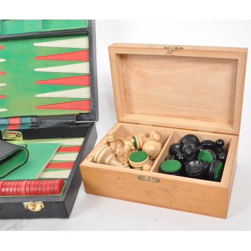 292 - A collection of assorted vintage 20th century board game pieces, comprised of a Korean backgammon br... 