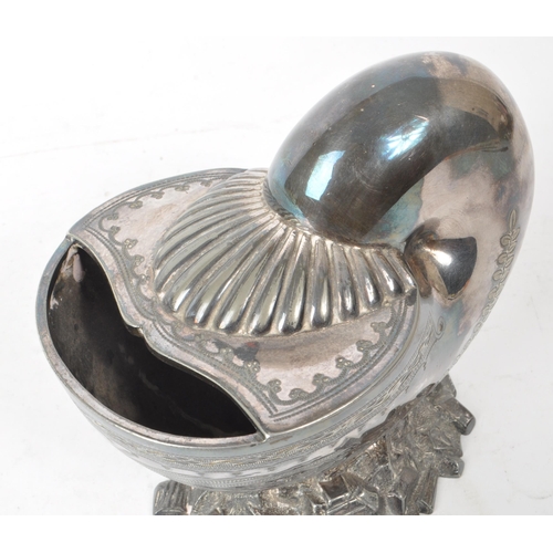 293 - An early 20th century Jay's Oxford silver plated anniversary seashell conch sculpture, no. 1503, pla... 