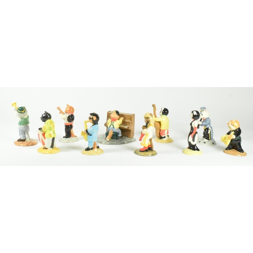 33 - A collectionof ten John Beswick 20th century ceramic sculptures forming the Cat Band set. Includes: ... 