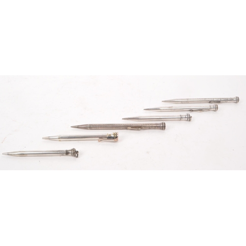 339 - Eversharp - A collection of six mid-century silver plated propelling pencils. Four are inscribed wit... 