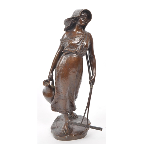 346 - After Jean Garnier (French, 1820-1895), Bronze early 20th century depicts a female farmer / milk mai... 