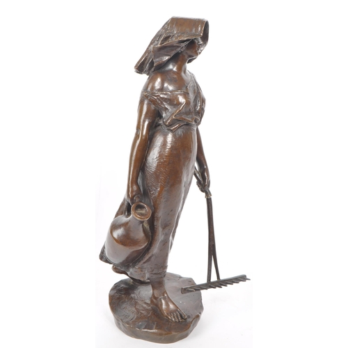 346 - After Jean Garnier (French, 1820-1895), Bronze early 20th century depicts a female farmer / milk mai... 