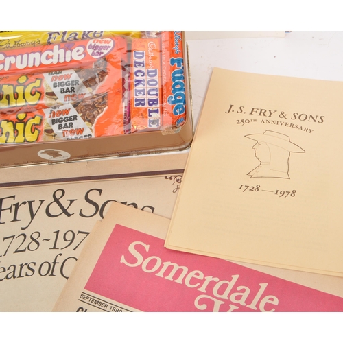 347 - A collection of 1970s vintage J.S. Fry & Sons 250th anniversary ephemera, including a tin, CMM s... 