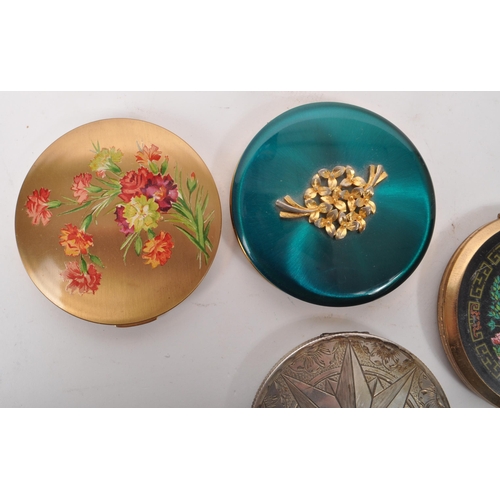 353 - A collection of five mid 20th century compact mirrors. The collection to include an enamelled exampl... 