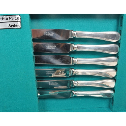 354 - Arthur Price - Arden - A mid century silver plated six place canteen of cutlery, in original fitted ... 