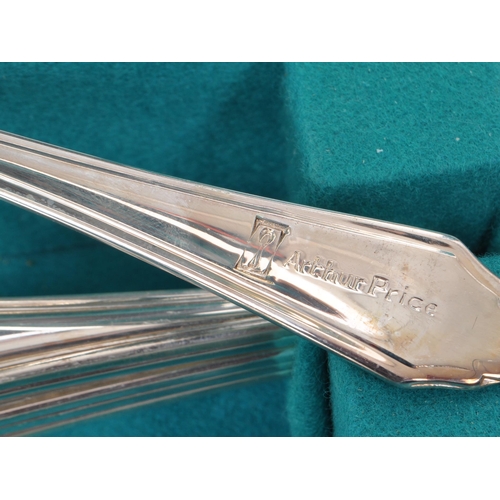 354 - Arthur Price - Arden - A mid century silver plated six place canteen of cutlery, in original fitted ... 