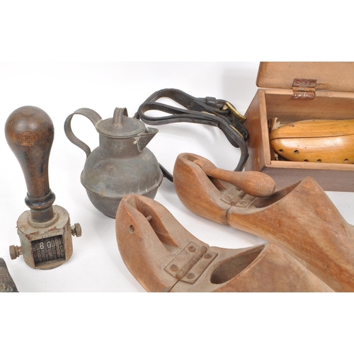 356 - Collection of vintage 20th century curios. To include shoe stretchers; metal and wooden examples wit... 