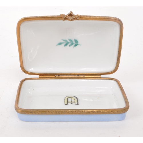 362 - Limoges - Two 20th century hand painted Masonic Limoges porcelain trinket boxes. Each box having gil... 