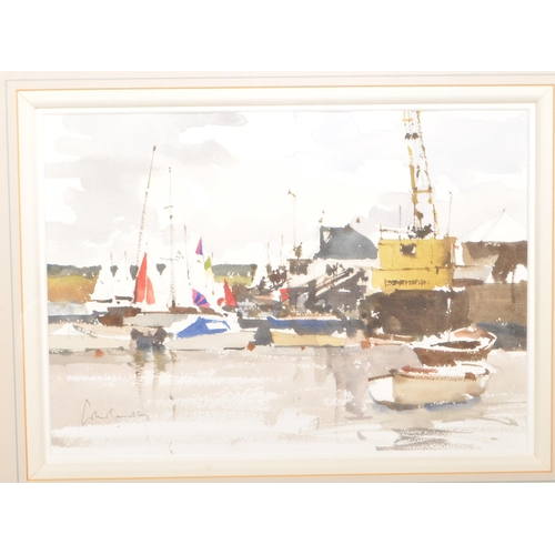 367 - John Yardley (B 1933) - Late 20th century watercolour painting, titled 'The Yacht Club, Woodbridge',... 