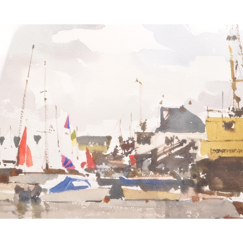 367 - John Yardley (B 1933) - Late 20th century watercolour painting, titled 'The Yacht Club, Woodbridge',... 