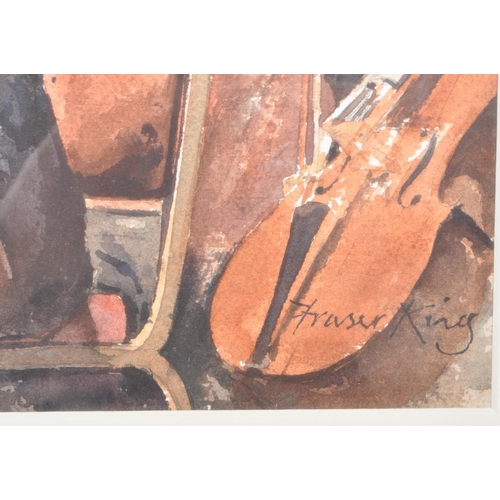 368 - Fraser King (B 1969) - A 21st century watercolour painting, depicting people in an orchestra playing... 