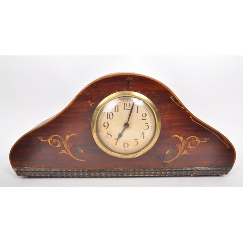 377 - A collection of five vintage 20th century mantel clocks, including an Edwardian mahogany inlaid cloc... 