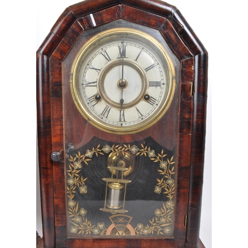 381 - Two late 19th century American mantel clocks, comprised of a believed to be a 'Duchess Striking' clo... 