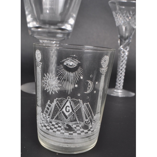 391 - A collection of seven 19th century George III cut glass pieces, comprised of four crystal twist stem... 