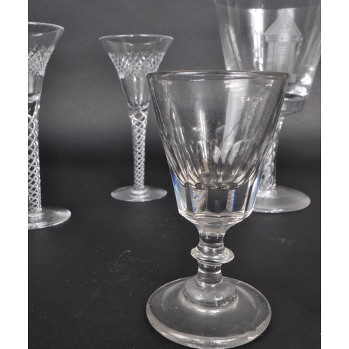 391 - A collection of seven 19th century George III cut glass pieces, comprised of four crystal twist stem... 