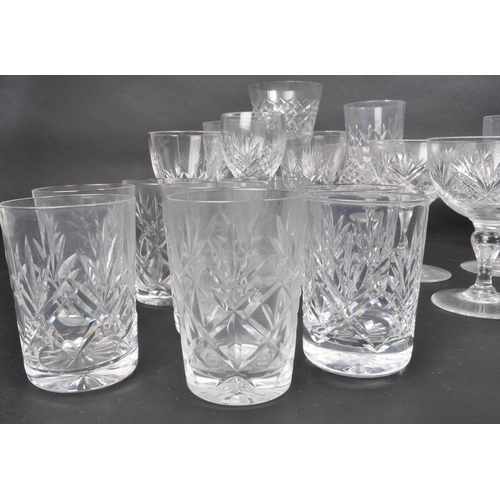 399 - A collection of 20th century crystal cut glass pieces, to include tumblers, sweet dish, port glasses... 