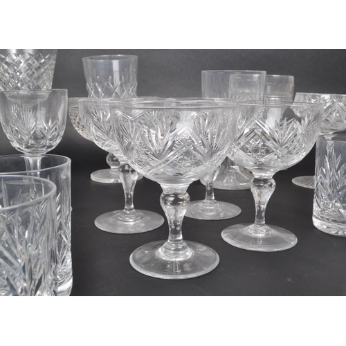 399 - A collection of 20th century crystal cut glass pieces, to include tumblers, sweet dish, port glasses... 