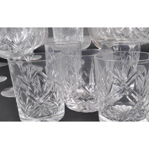 399 - A collection of 20th century crystal cut glass pieces, to include tumblers, sweet dish, port glasses... 