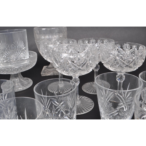 399 - A collection of 20th century crystal cut glass pieces, to include tumblers, sweet dish, port glasses... 