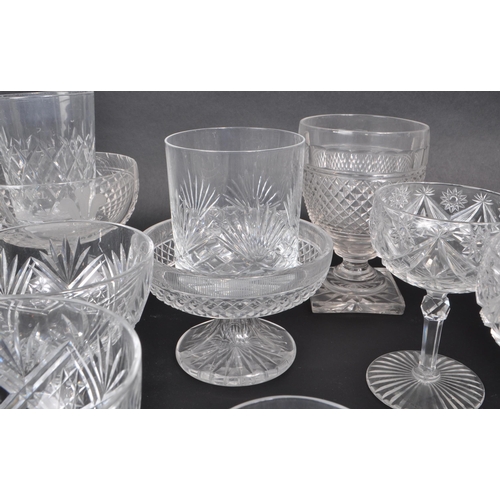 399 - A collection of 20th century crystal cut glass pieces, to include tumblers, sweet dish, port glasses... 