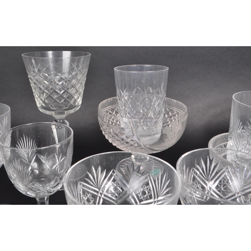 399 - A collection of 20th century crystal cut glass pieces, to include tumblers, sweet dish, port glasses... 