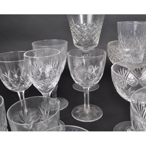 399 - A collection of 20th century crystal cut glass pieces, to include tumblers, sweet dish, port glasses... 