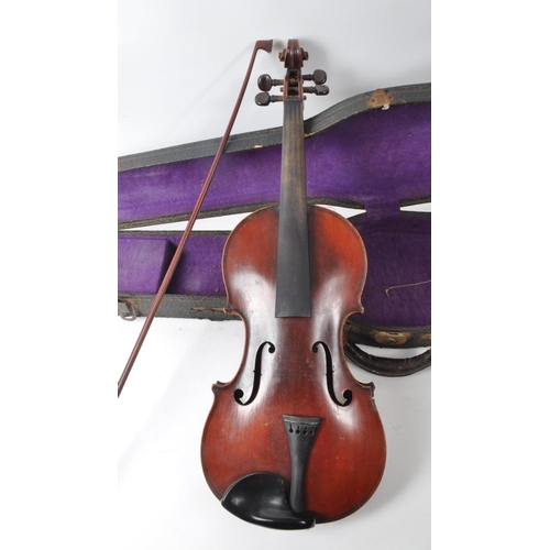 401 - An early 20th century French JTL Jerome Thibouville Lamy Medio Fino violin. The violin in fitted cas... 