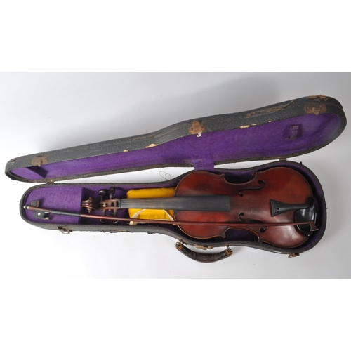 401 - An early 20th century French JTL Jerome Thibouville Lamy Medio Fino violin. The violin in fitted cas... 